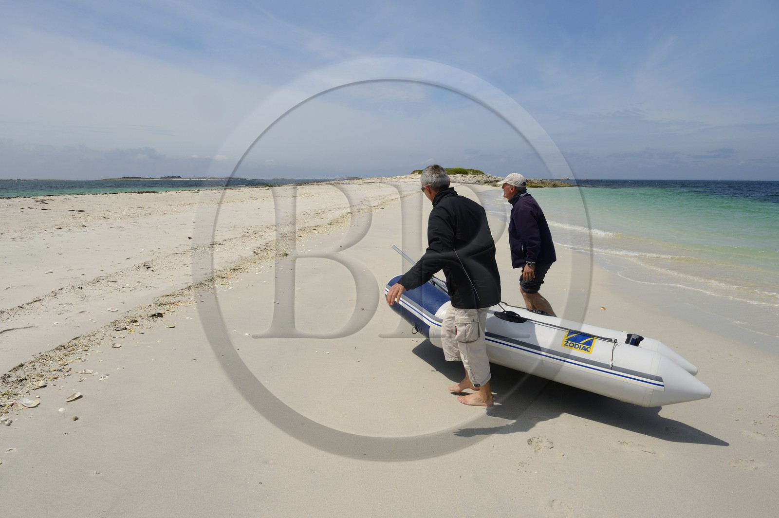 France, Finistère (29), La Foret Fouesnant, archipel des Glénan, la banc de sable fin de l'Ile de Guiriden