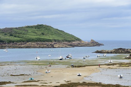 France, Côtes-d'Armor (22), Côte de Granit Rose, plage de Trébeurden et l'île Milliau