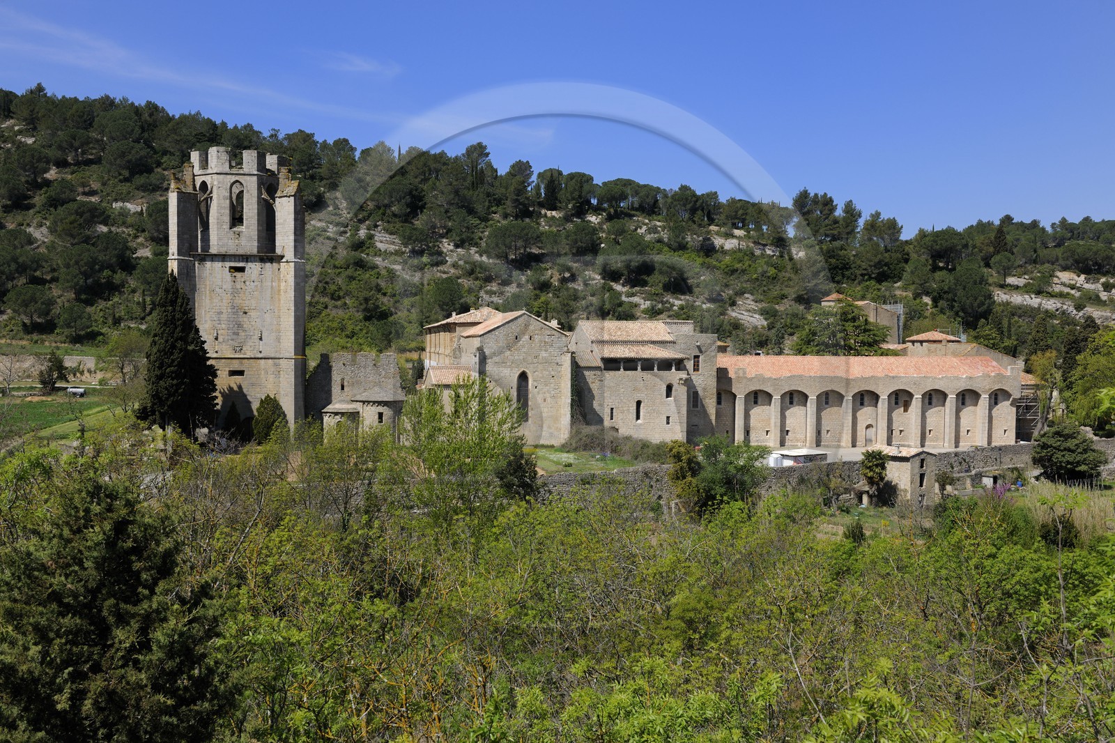 France, Aude, Lagrasse village, labelled Les Plus Beaux Villages de France (The Most Beautiful Villages of France), Sainte Marie de Lagrasse Abbey