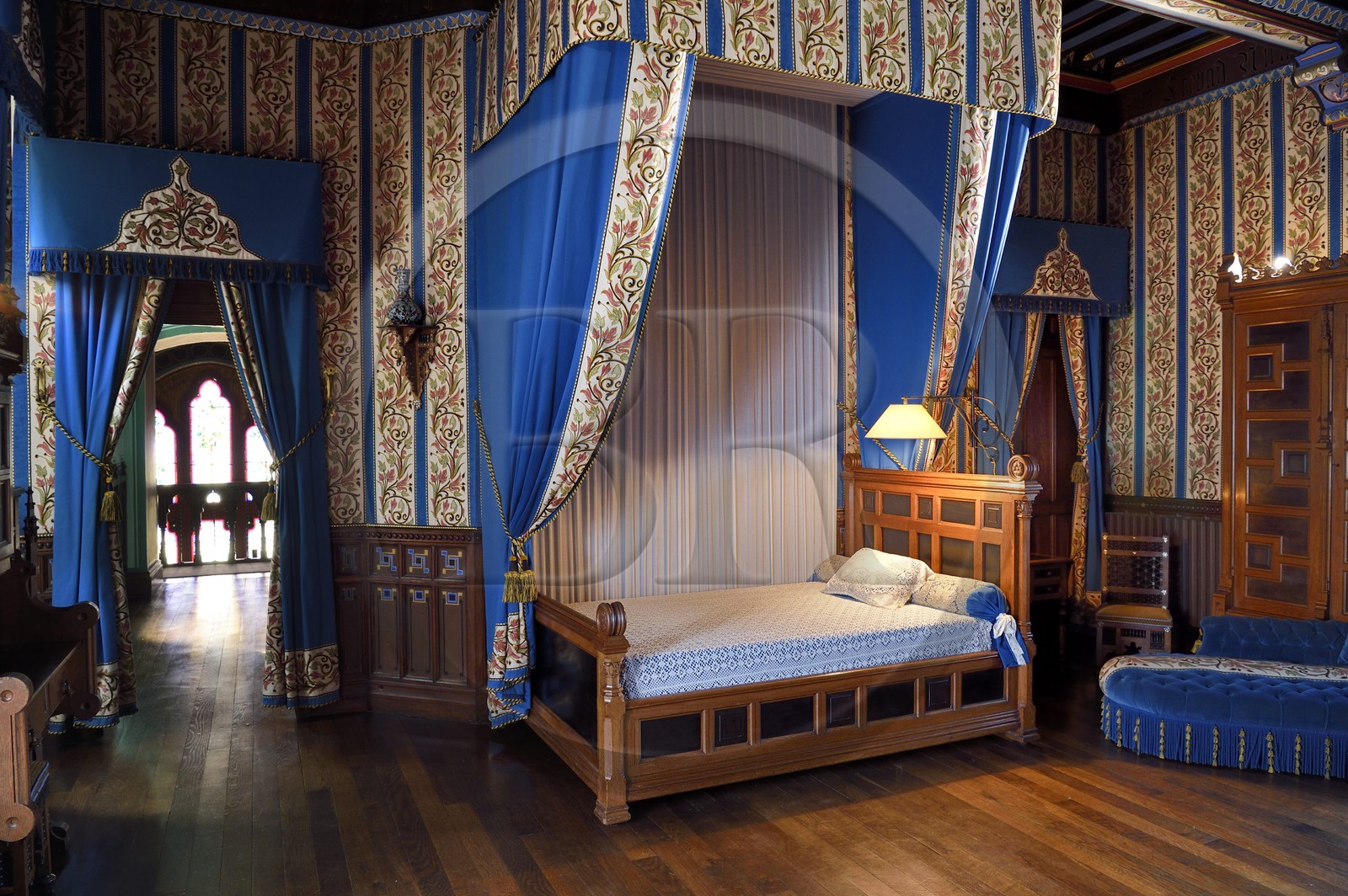 France, Pyrenees Atlantiques, Basque Country coast, Hendaye, Abbadia castle built in 1870 by Eugène Viollet-le-Duc for Antoine d'Abbadie d'Arrast, Virginia's room