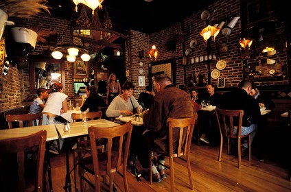 France, Nord, Lille, old town, la Monnaie street, a restaurant in a traditional home