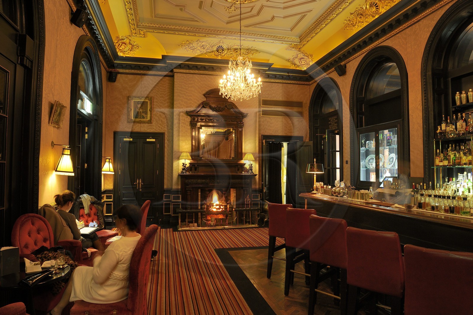 United Kingdom, Northern Ireland, Belfast, The Merchant Hotel bar in a former bank