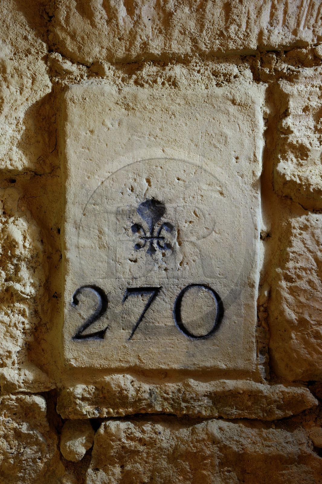France, Paris (75), la carrière des Capucins sous l'hopital Cochin, marque avec sceau royal