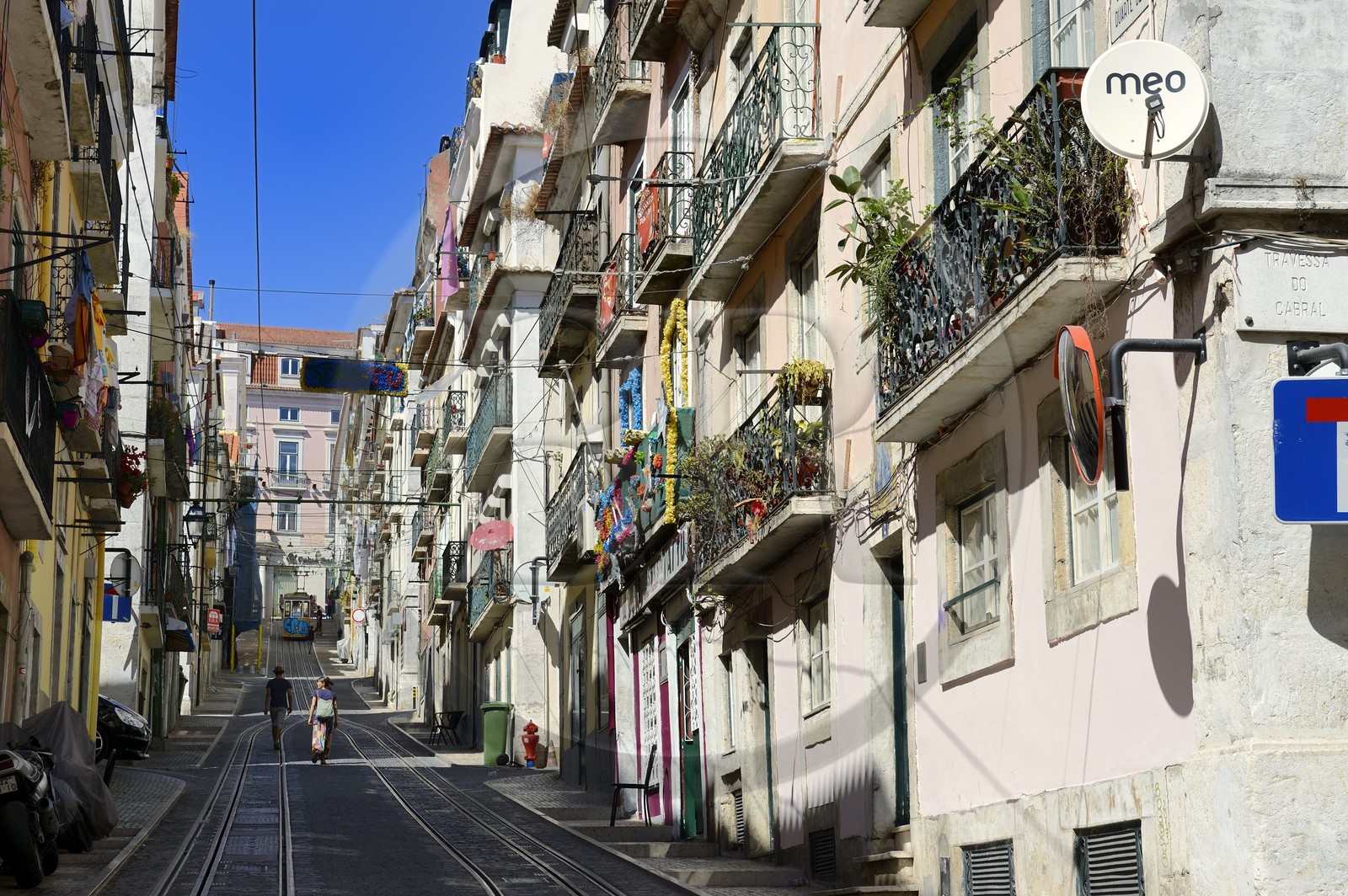 Portugal, Lisbonne, quartier du Bairro Alto, le funiculaire de Bica, reliant le quartier de Bairro alto aux rives du Tage