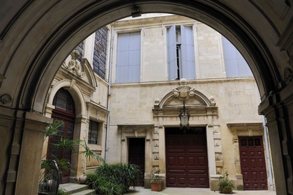 France, Hérault (34), Montpellier, Hôtel de Montferrier (17e siècle), classé monument historique, la cour d'honneur