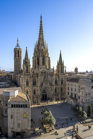 Espagne, Catalogne, Barcelone, quartier Barrio Gotico, cathédrale basilique métropolitaine de la Sainte-Croix et de Sainte Eulalie