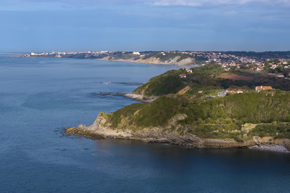 France, Pyrenees Atlantiques, Basque Country coast between Guethary and Biarritz (aerial view)