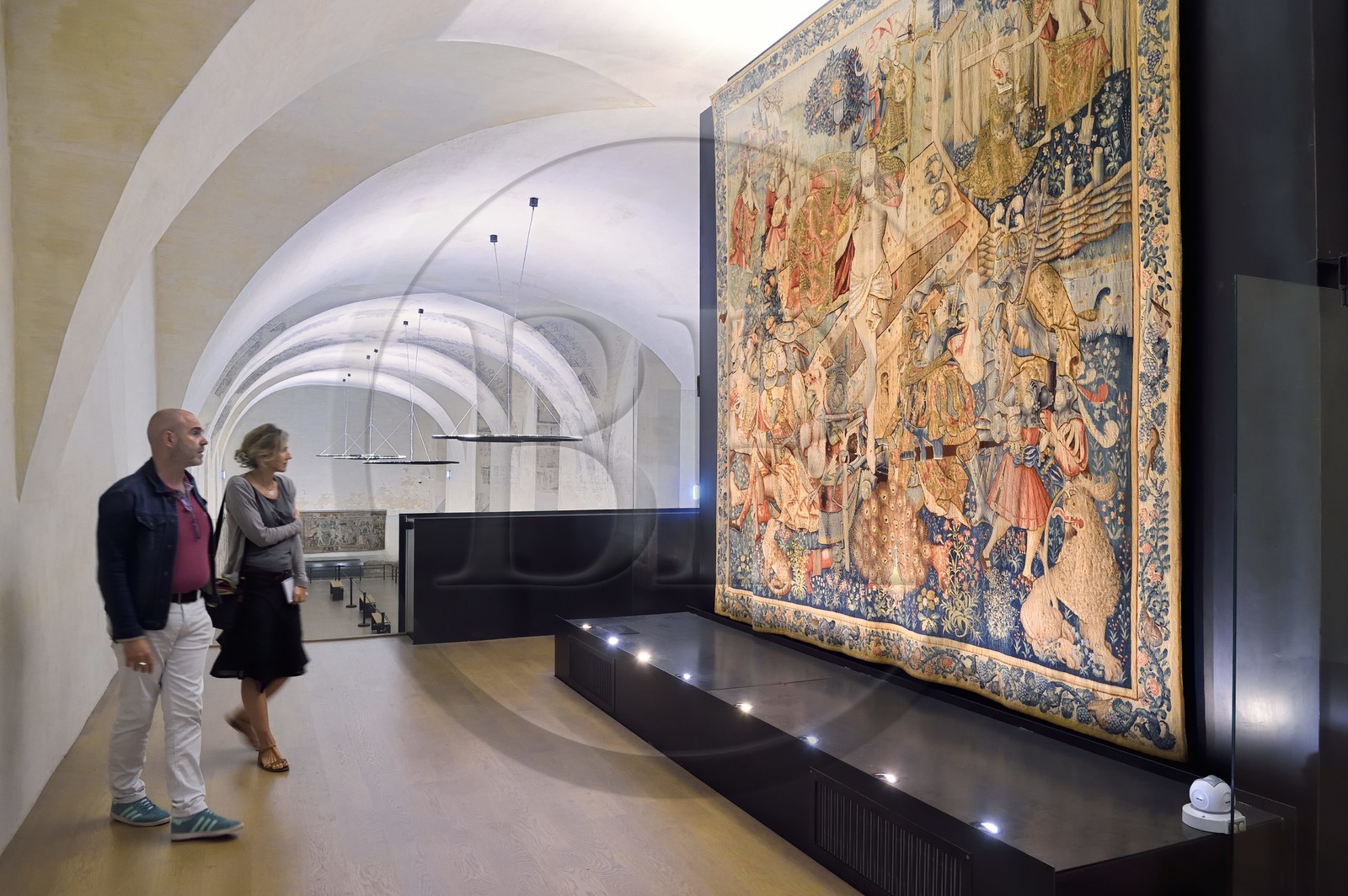 France, Haute Loire, Livradois Forez Regional Natural Park (Parc naturel régional Livradois-Forez), the Chaise-Dieu abbey, personal tapestrie of the Abbot Jacques de Saint-Nectaire exhibited in the former college chapel, the Resurrection of Christ in the apocryphal gospel of Saint Peter, Flemish tapestries made in the 16th century