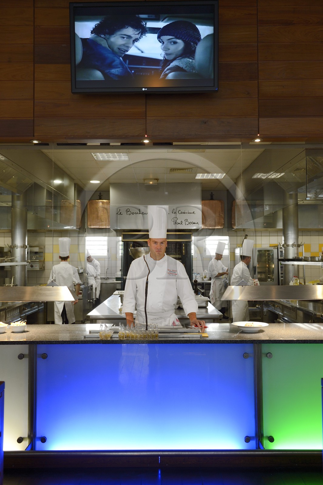 France, Rhone, Lyon, Vaise district, brasserie L'Ouest of Paul Bocuse, the chef Cedric Boutrou