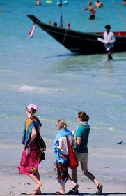 Thaïlande, Archipel îles Samui, Full Moon Party sur l' île de Koh Pha-Ngan, la plage de Had Rin la veille de la fête