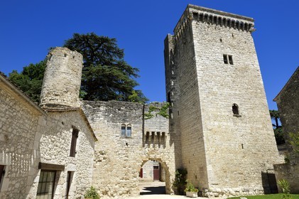 France, Dordogne (24), Perigord Pourpre, Eymet, le chateau d'Eymet avec la Porte sud et la tour Monseigneur
