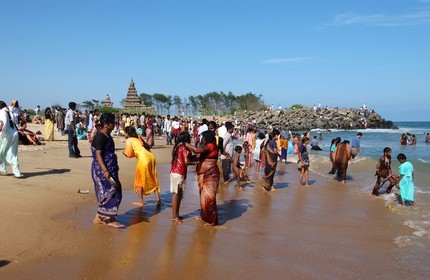 Inde, Etat du Tamil Nadu, plage de Mamallapuram
