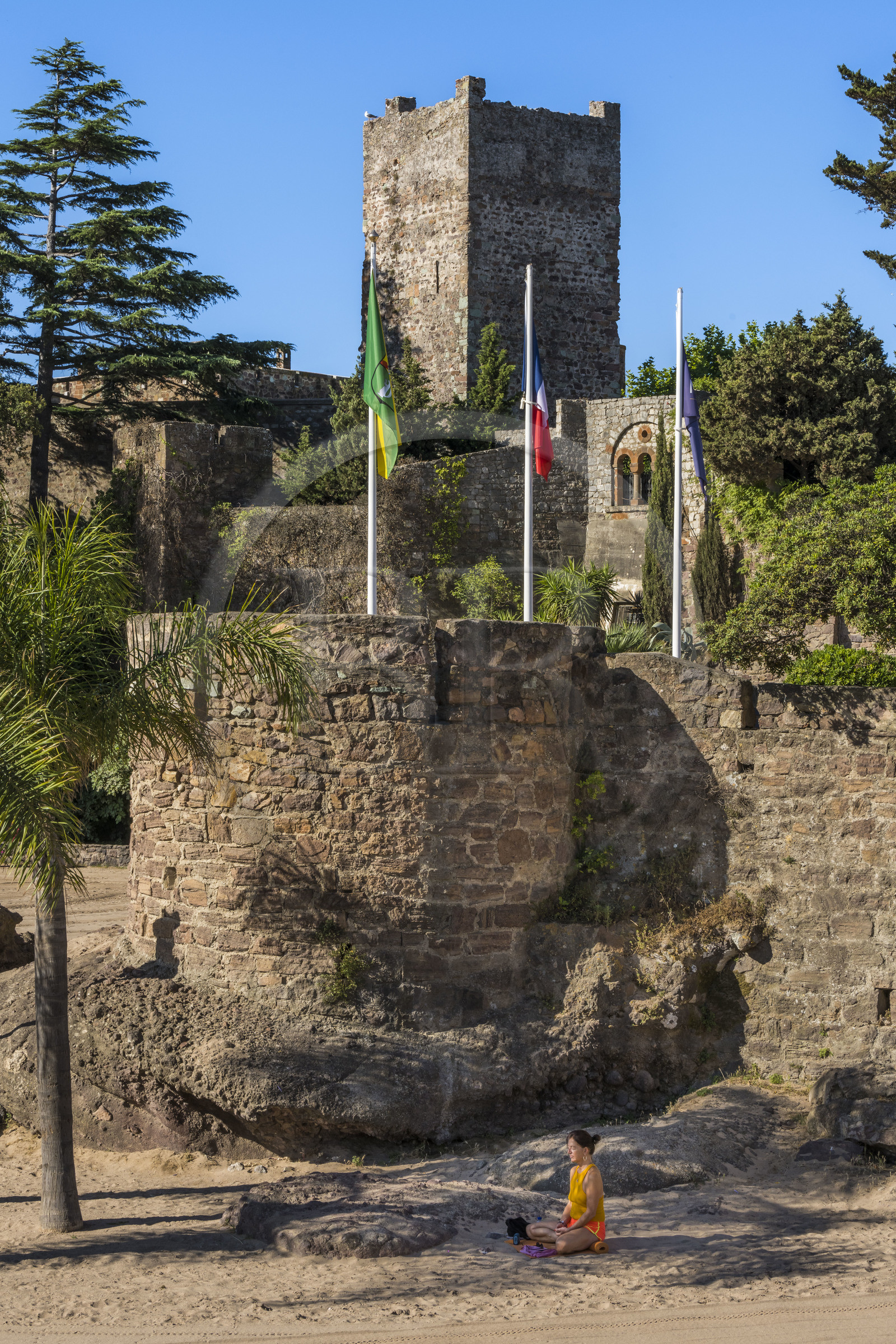 France, Alpes-Maritimes (06), Mandelieu-la-Napoule, chateau de La Napoule (XII-XIXe siècle) reconstruit en grande partie au début du XXème siècle par le couple américain Henry et Marie Clews, il abrite désormais le Clews Center for the Arts