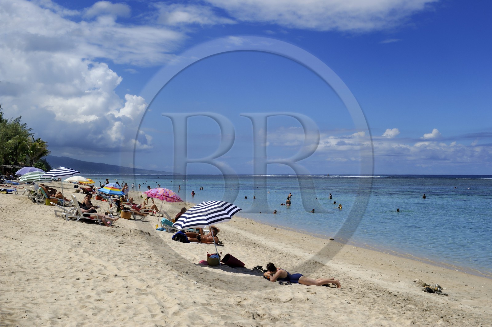 France, île de la Réunion, la Cote Ouest, plage du lagon de Saint-Gilles-Les-Bains à l'Ermitage-les-Bains