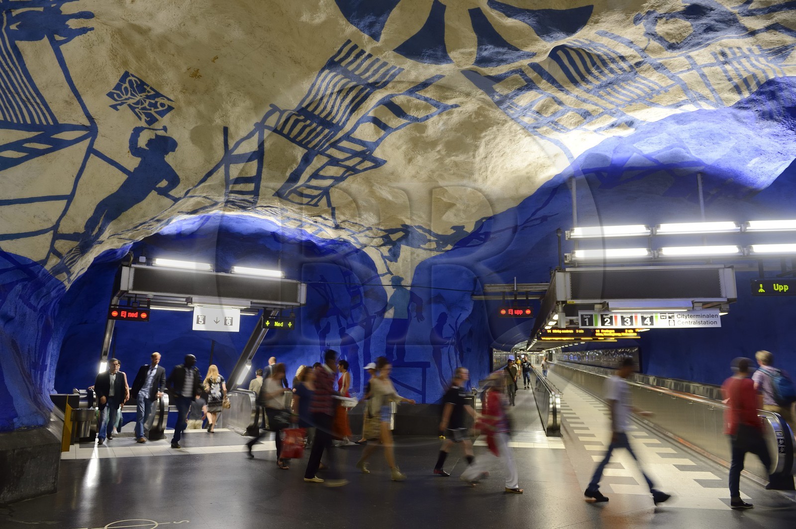 Sweden, Stockholm, metro station (Stockholms tunnelbana), many stations display works of art, subway station T Central