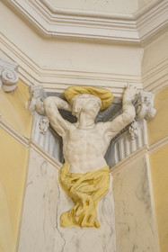 France, Herault, Montpellier, historic center called the Ecusson, The Hotel Haguenot, private mansion called Montpellier Folie from the second half of the 18th century, atlantean