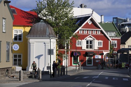 Iceland, Reykjavik, restaurant in the Adalstraeti street in the city center
