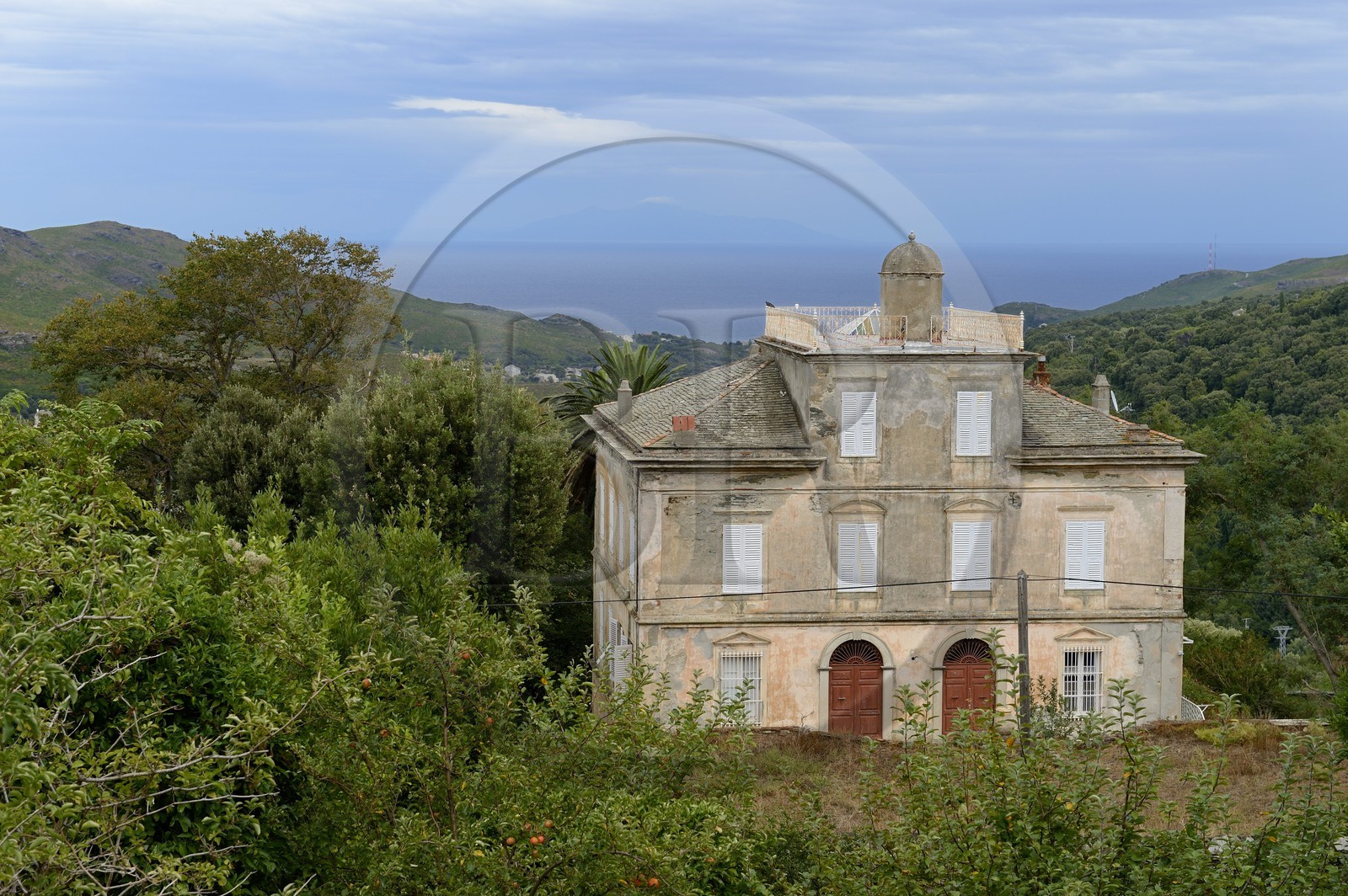 France, Haute-Corse (2B), Cap Corse, Sisco, Villa Padovani (Palazzi ou Maison d'Americain de 1890) qui a fait fortune à Porto-Rico