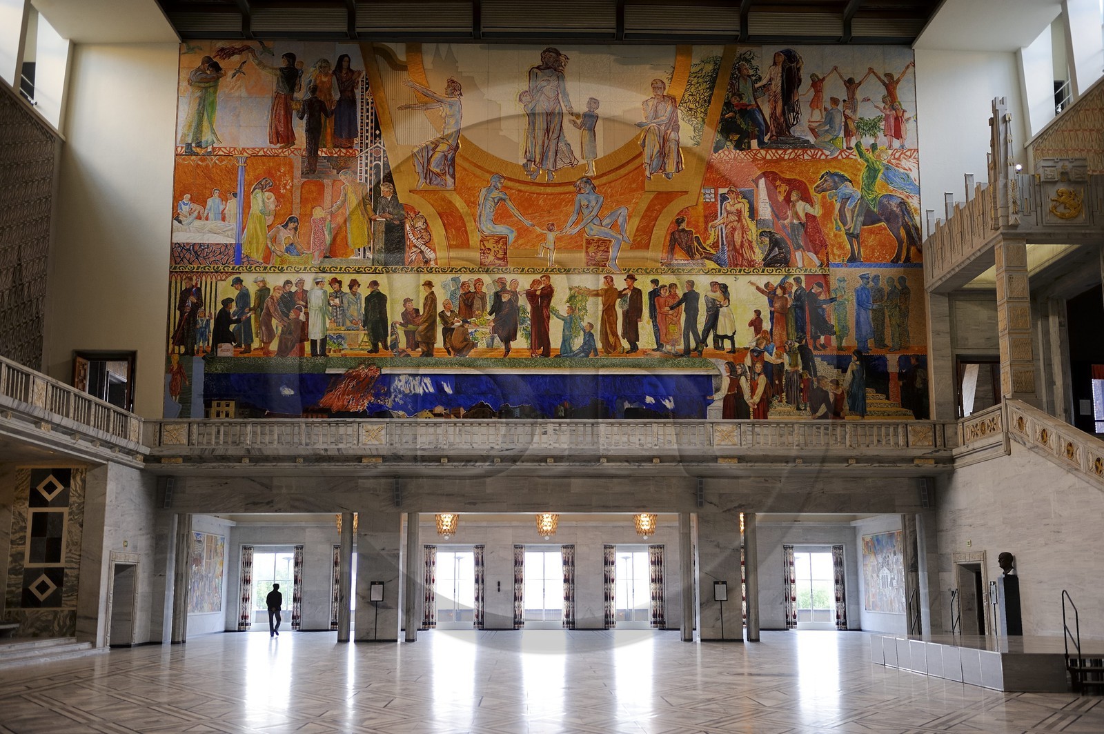 Norvège, Oslo, l'hôtel de Ville (Radhuset), salle de l'Hôtel de ville d'Oslo où est remis chaque année le Prix Nobel de la Paix