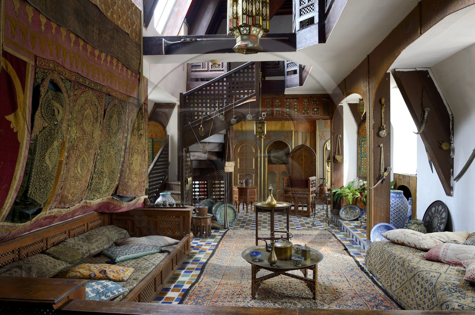 France, Meurthe-et-Moselle (54), pays du Saintois, Thorey-Lyautey, chateau du maréchal Hubert Lyautey, le salon marocain