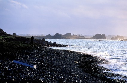 France, Côtes-d'Armor (22), Presqu'île Sauvage, plage de galets dans la région de Tréguier