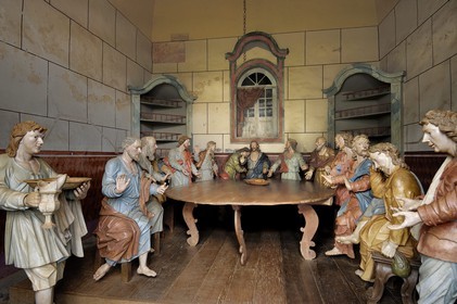 Brazil, Minas Gerais state, Congonhas do Campo, Santuario Bom Jesus de Matosinhos church, scenes of the Passion of Our Lord by sculptor Aleijadinho: the Last Supper (Gold Route, Estrada Real)