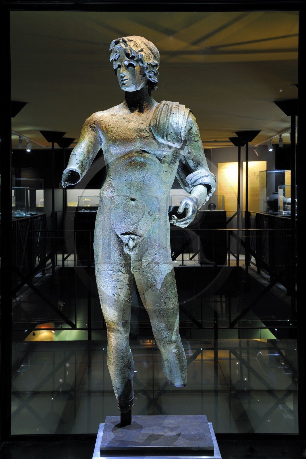 France, Herault, Cap d’Agde, the Ephebe (Adonis) museum is dedicated to underwater archeology, the Ephebe (Adonis) of Agde, a prestigious Greek bronze found in the bed of the Herault river in 1964, dated of the fourth century BC
