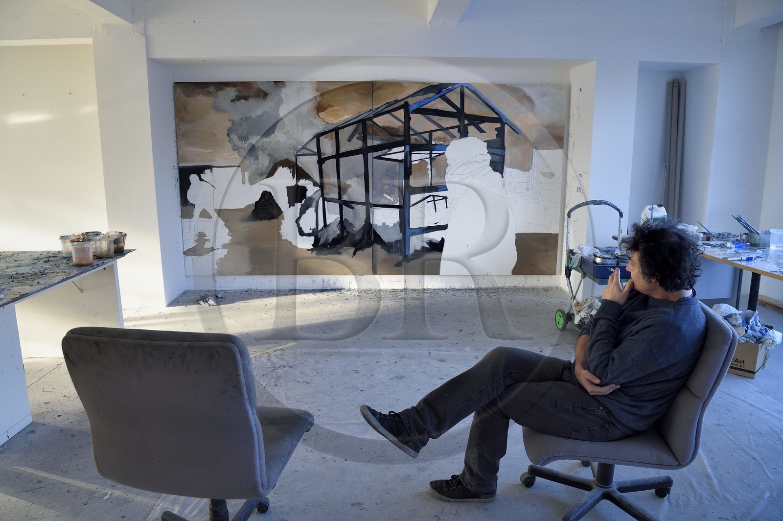 France, Val-de-Marne, Yvry-sur-Seine, Workshop of Fred Kleinberg, work for the exhibition Odyssée (Odyssey)