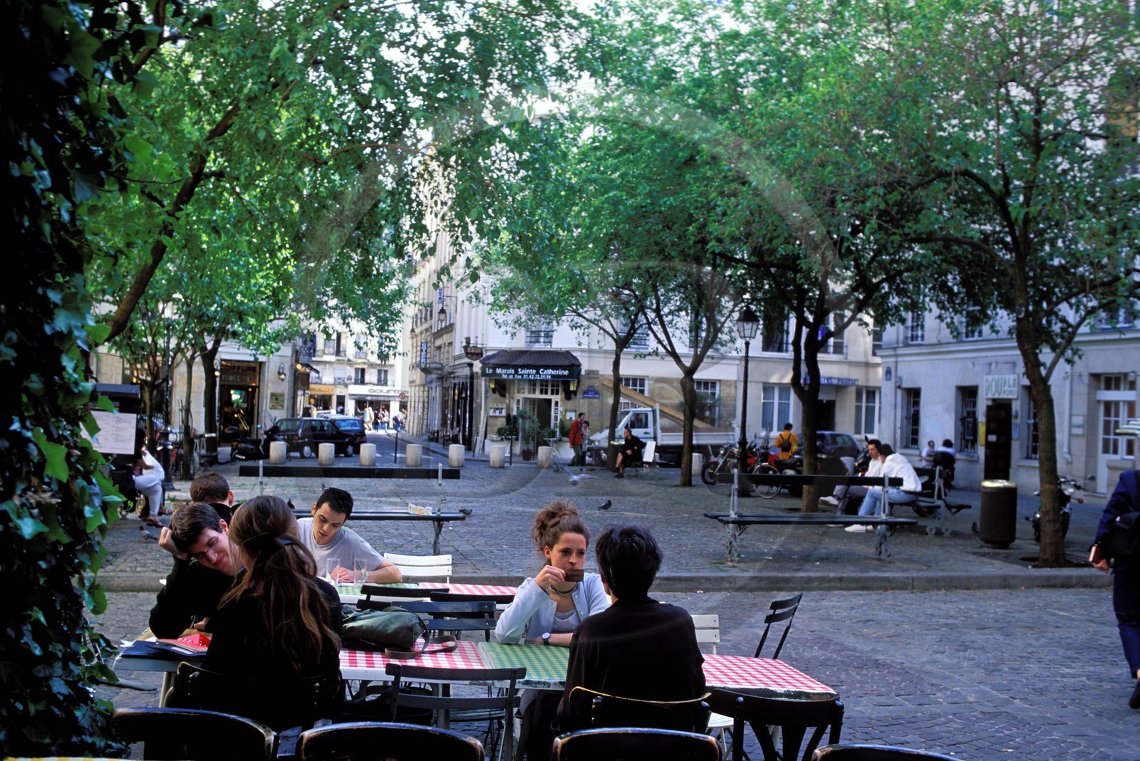 France, Paris (75), la place du marché Sainte-Catherine