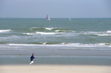 France, Nord, Bray-Dunes, Nature reserve of Westhoek, beach on the French-Belgian border