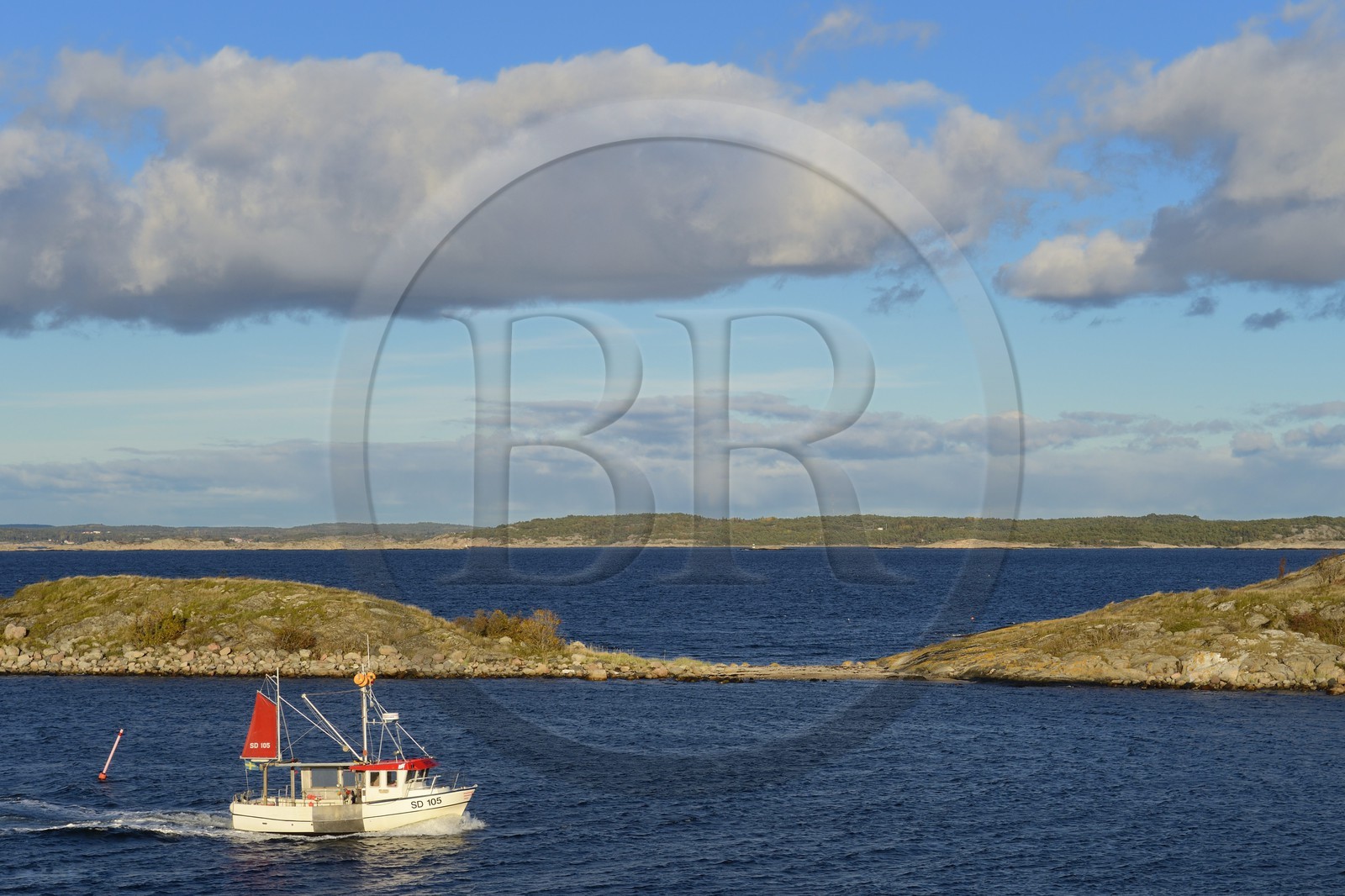 Suède, Västra Götaland, Iles Koster, Sydkoster, Ekenäs, bateau de pêche