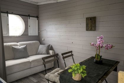 France, Loire-Atlantique, Parc Naturel Regional de la Briere (Briere Natural Regional Park), Saint Malo de Guersac, cabin cottage The Twin Fisheries