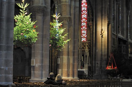 France, Bas Rhin (67), Selestat, sapin de Noel suspendu dans la nef de l'Eglise Saint-Georges