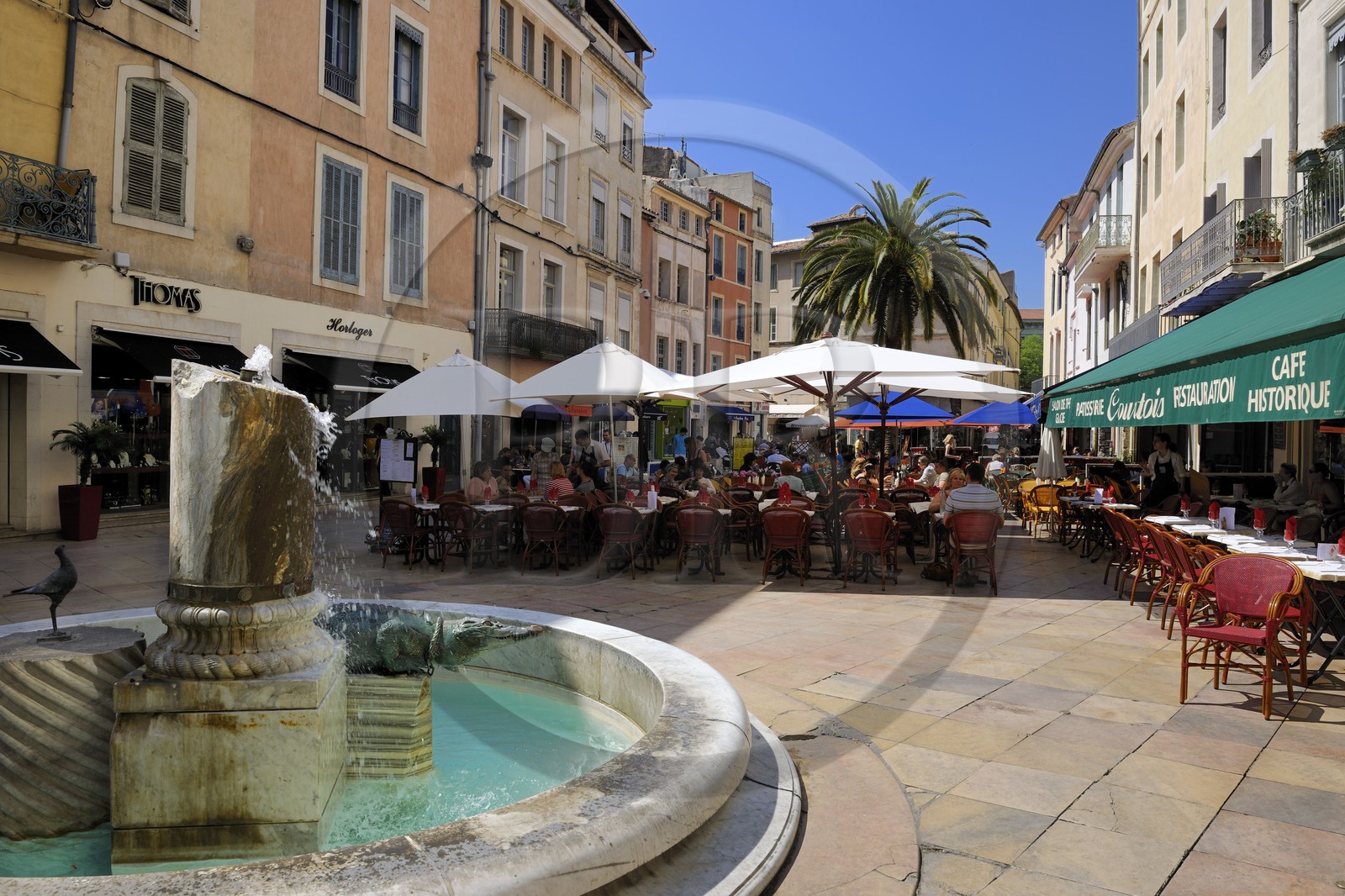 France, Gard (30), Nimes, fontaine du crocodile de la Place du Marché par Martial Raysse