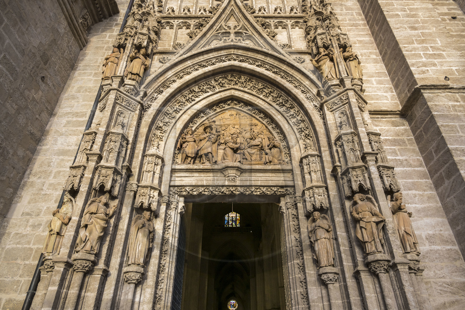 Spain, Andalusia, Seville, the cathedral, listed as World Heritage by UNESCO, side door