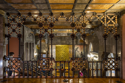 Espagne, Catalogne, Barcelone, le Palais Güell (Palau Güell) construit entre 1886 et 1891 et réalisé par l'architecte du modernisme catalan Antoni Gaudi, site classé au Patrimoine Mondial de l'UNESCO