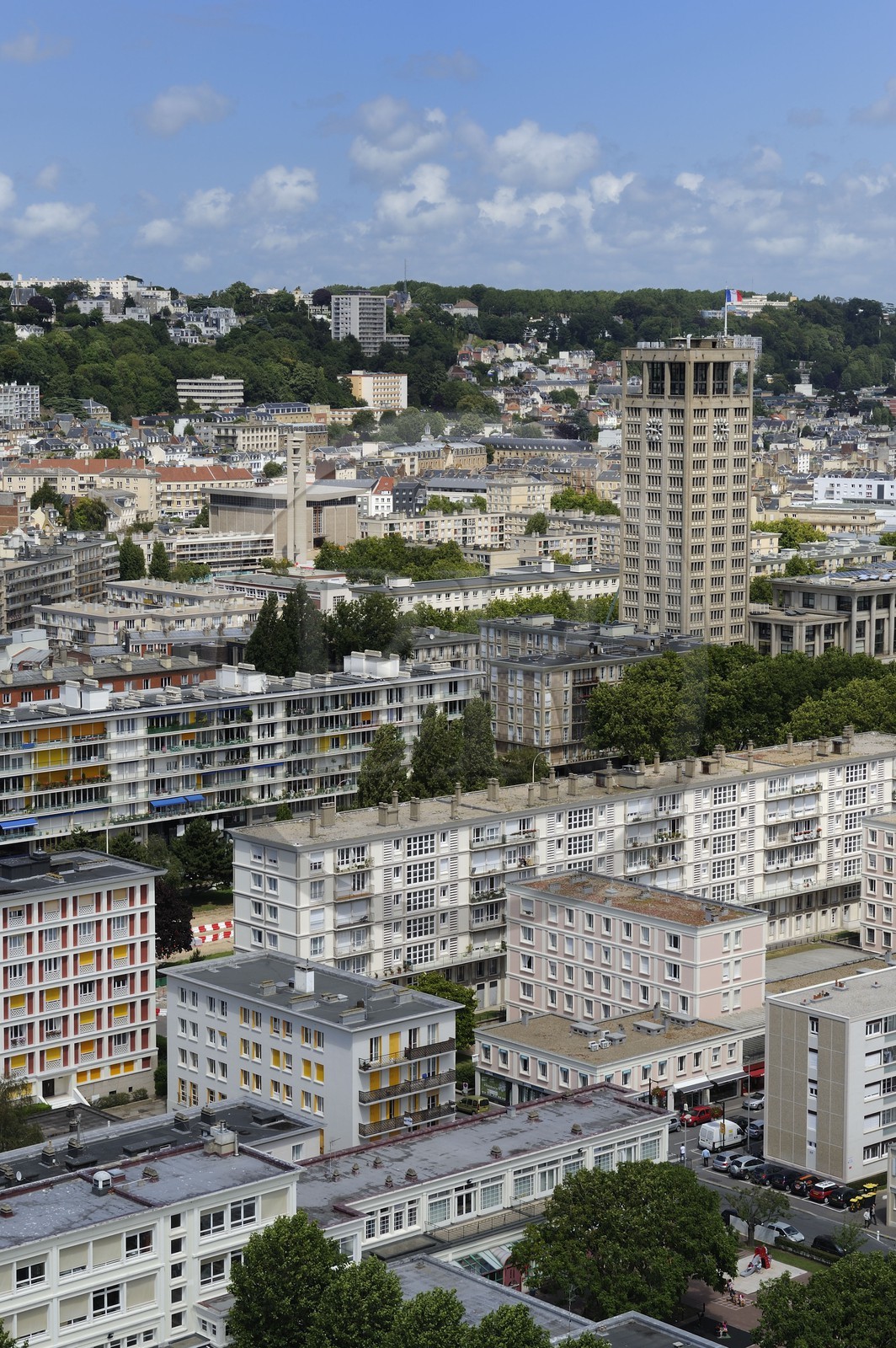 France, Seine-Maritime (76), Le Havre, Centre-ville reconstruit du Havre par Auguste Perret classé Patrimoine Mondial de l'UNESCO, l'Hotel de Ville de Perret (1958)