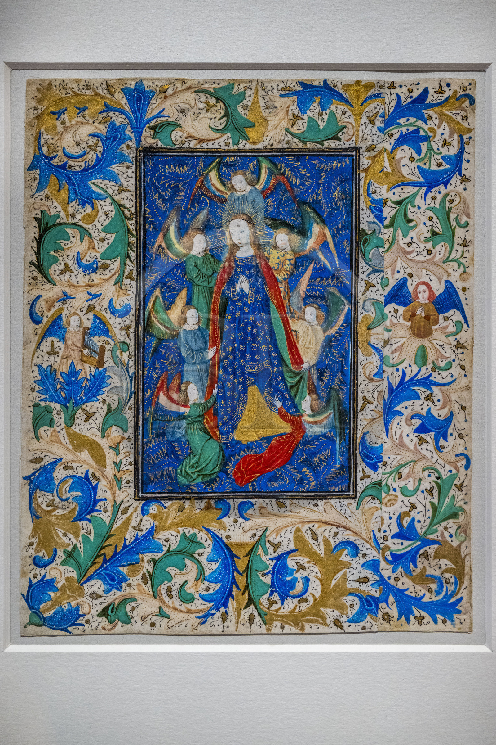 France, Paris, Musée de Cluny - Musée national du Moyen-Age (Middle Ages Museum in the former Hotel de Cluny), sheet detached from a book of hours, the Assumption, Flanders around 1450-1455, illumination on parchment