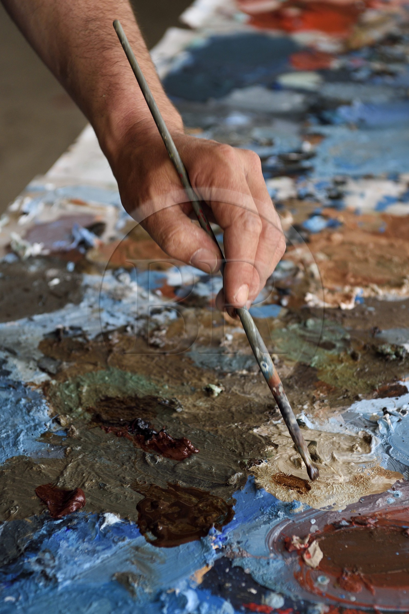 France, Val-de-Marne (94), Yvry-sur-Seine, Atelier de Fred Kleinberg, travail pour l'exposition Odyssée