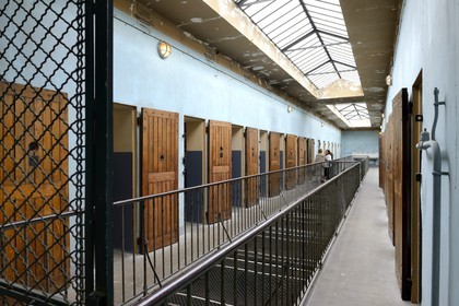 France, Rhone, Lyon, Montluc Prison Memorial, cells from the 2nd floor gallery where Jean Moulin was locked
