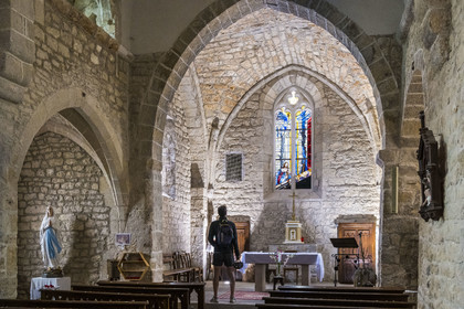 France, Aveyron (12), parc naturel régional des Grands Causses, le fort cistercien de Saint-Jean-d’Alcas, église  Saint-Jean de l'ancienne abbaye de Nonenque