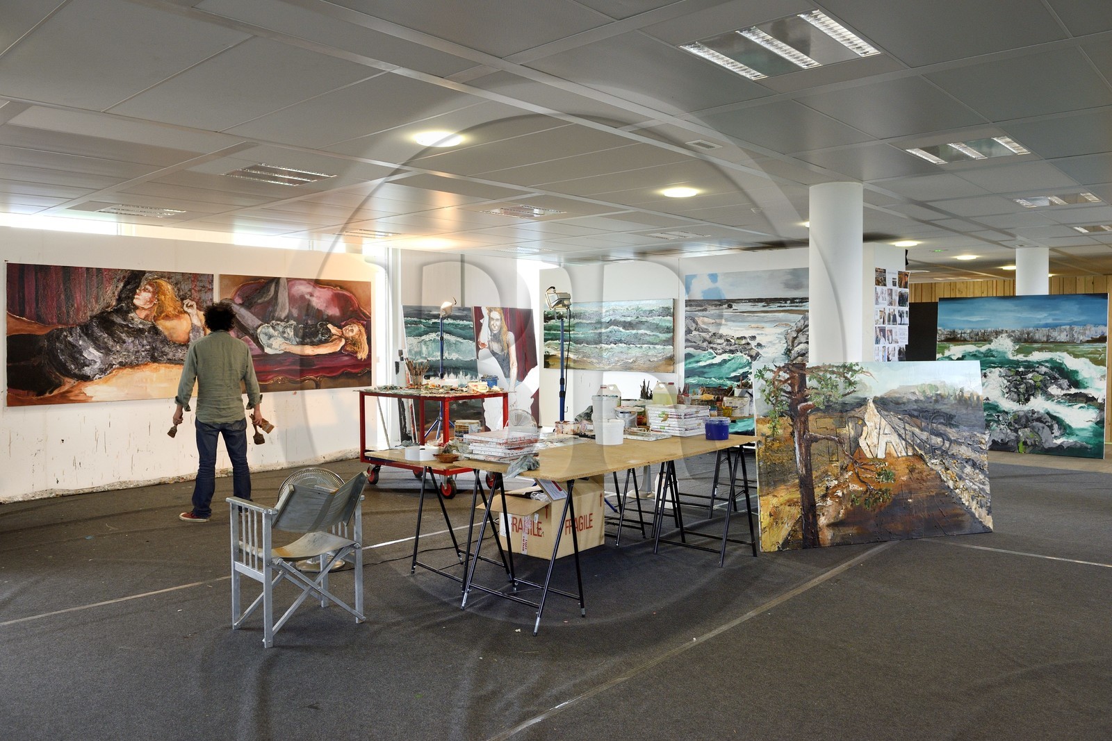 France, atelier de Fred Kleinberg au sein de l'entreprise Manutant