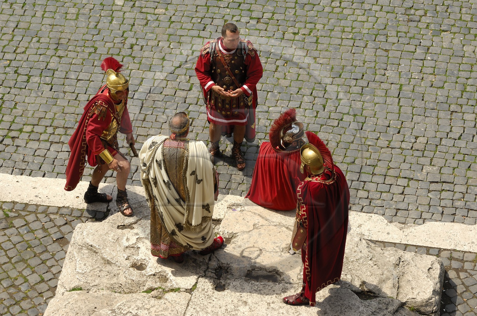 Italy, Lazio, Rome, historical center listed as World Heritage by UNESCO, the Roman Forum, extras dressed as Roman soldiers to pose with tourists