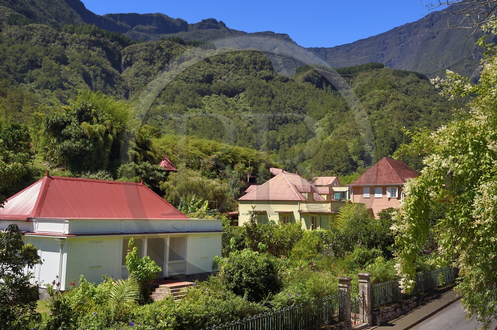 France, Reunion island (French overseas department), Cirque de Salazie, listed as World Heritage by UNESCO, Hell-Bourg, labeled labelled Les Plus Beaux Villages de France (The Most Beautiful Villages of France), Maison Barau traditional Creole house