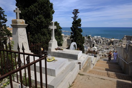 France, Hérault (34), Sète, le cimetière marin Paul Valery, tombe de Paul Valery