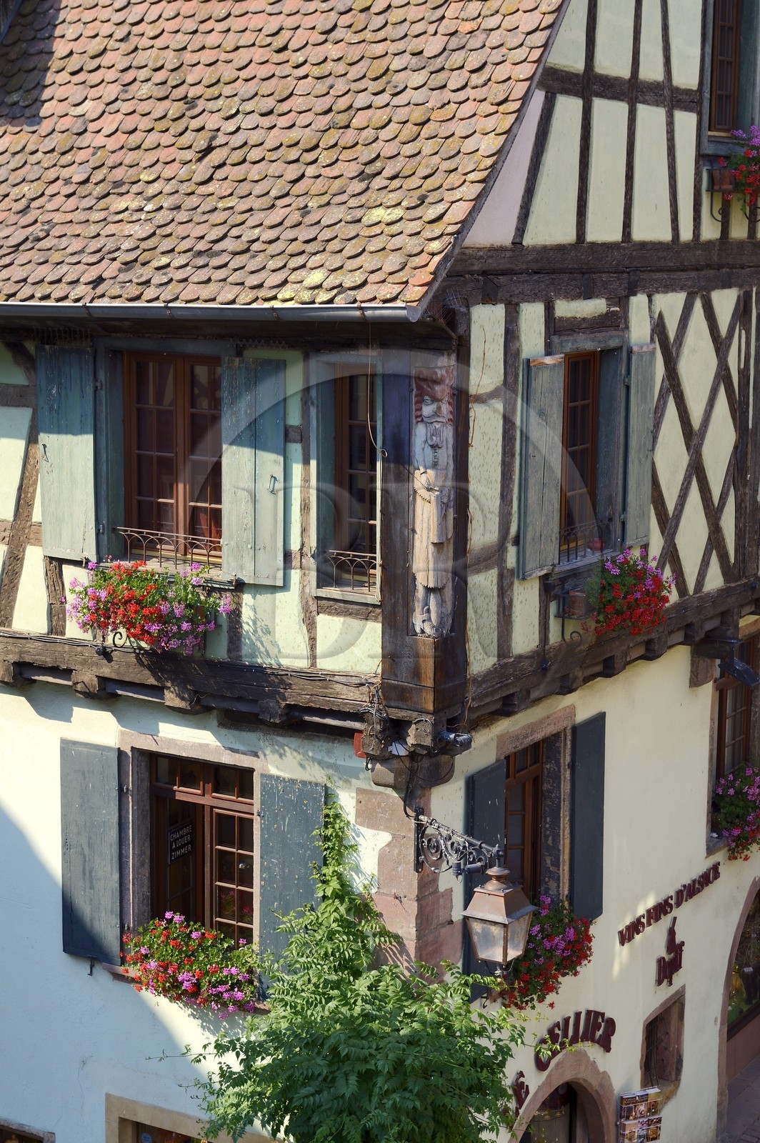 France, Haut Rhin, Riquewihr, labelled Les Plus Beaux Villages de France (The Most Beautiful Villages of France), half-timbered house