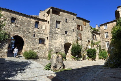 France, Var, the Dracenie, Les Arcs-sur-Argens, square of the medieval city in the Upper Town