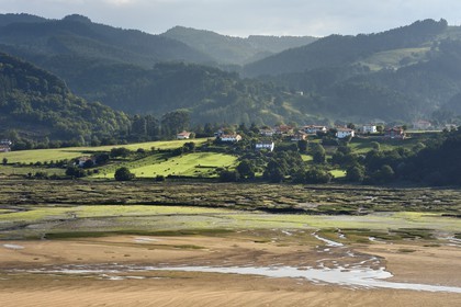 Espagne, Pays basque espagnol, Biscaye, région de Gernika-Lumo, Réserve de biosphère d'Urdaibai, estuaire du fleuve Oka à marée basse au sud de Mundaka