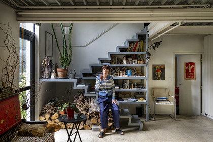France, Hauts de Seine, Malakoff, the artist Annette Messager in her studio apartment