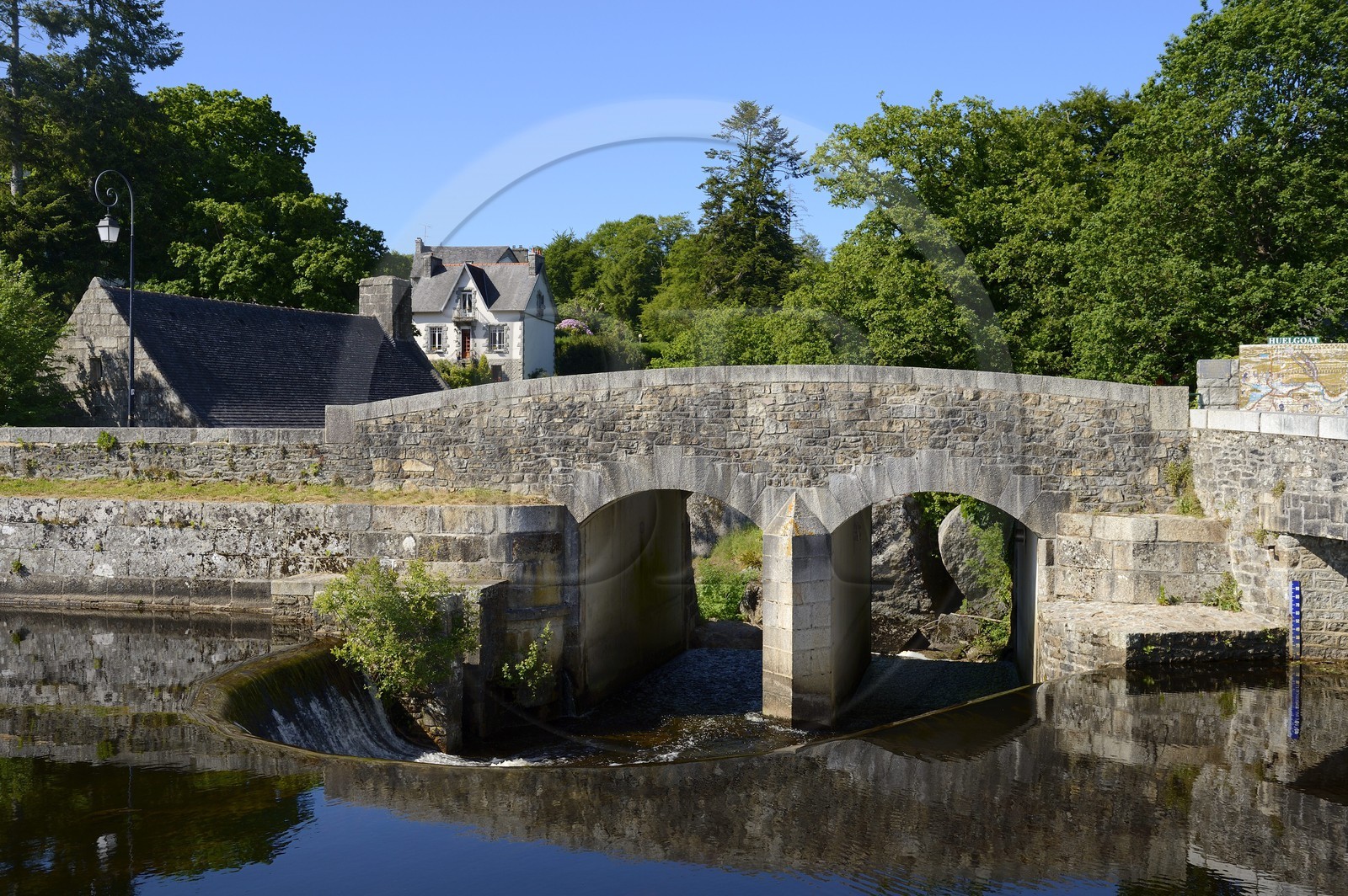 France, Finistere, Parc Naturel Regional d'Armorique (Armorique Natural Regional Park), Huelgoat, entrance of the granitic chaos of the Huelgoat forest, the Argent river